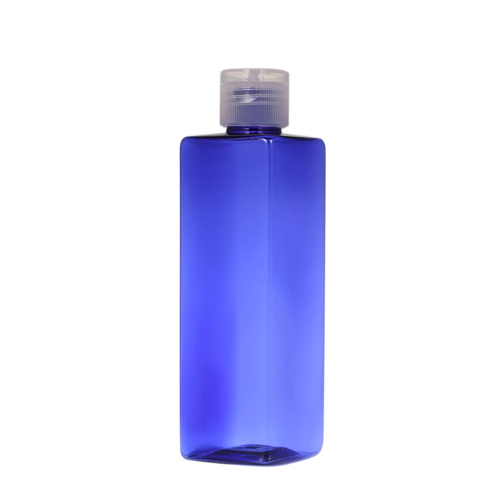 250 мл пустые пластиковые квадратные бутылки Бутылка для многоразового использования с откидной крышкой для шампунь, лосьон, крем жидкая Косметика бутылка - Цвет: Blue