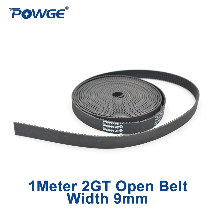 

POWGE 1Meter 2MGT 2GT open synchronous Timing belt width 9mm Rubber 2M GT2 2GT-9mm Small backlash Linear Motion 3D Printer