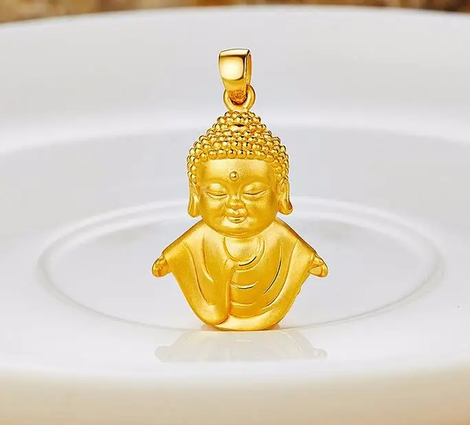 New Pure 999 24k Yellow Gold 3D Buddha 