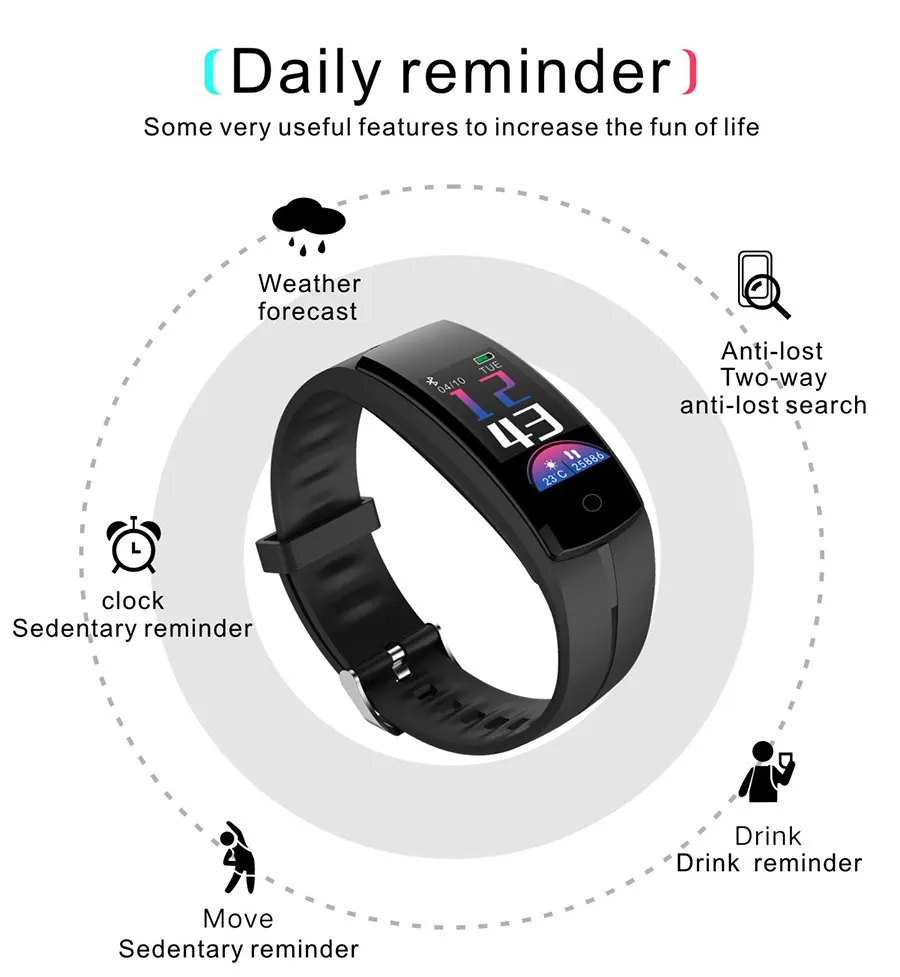 BOAMIGO Black Smart Watches LED Display Unisex Bracelet Sports Wristband Message Reminder Bluetooth Camera for IOS Android Phone (15)