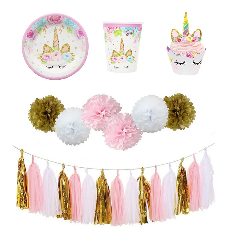 

Unicorn Party Paper Plates Event & Party Disposable Plates Birthday Party Decoration Kids Tableware Baby Shower Party Supplies
