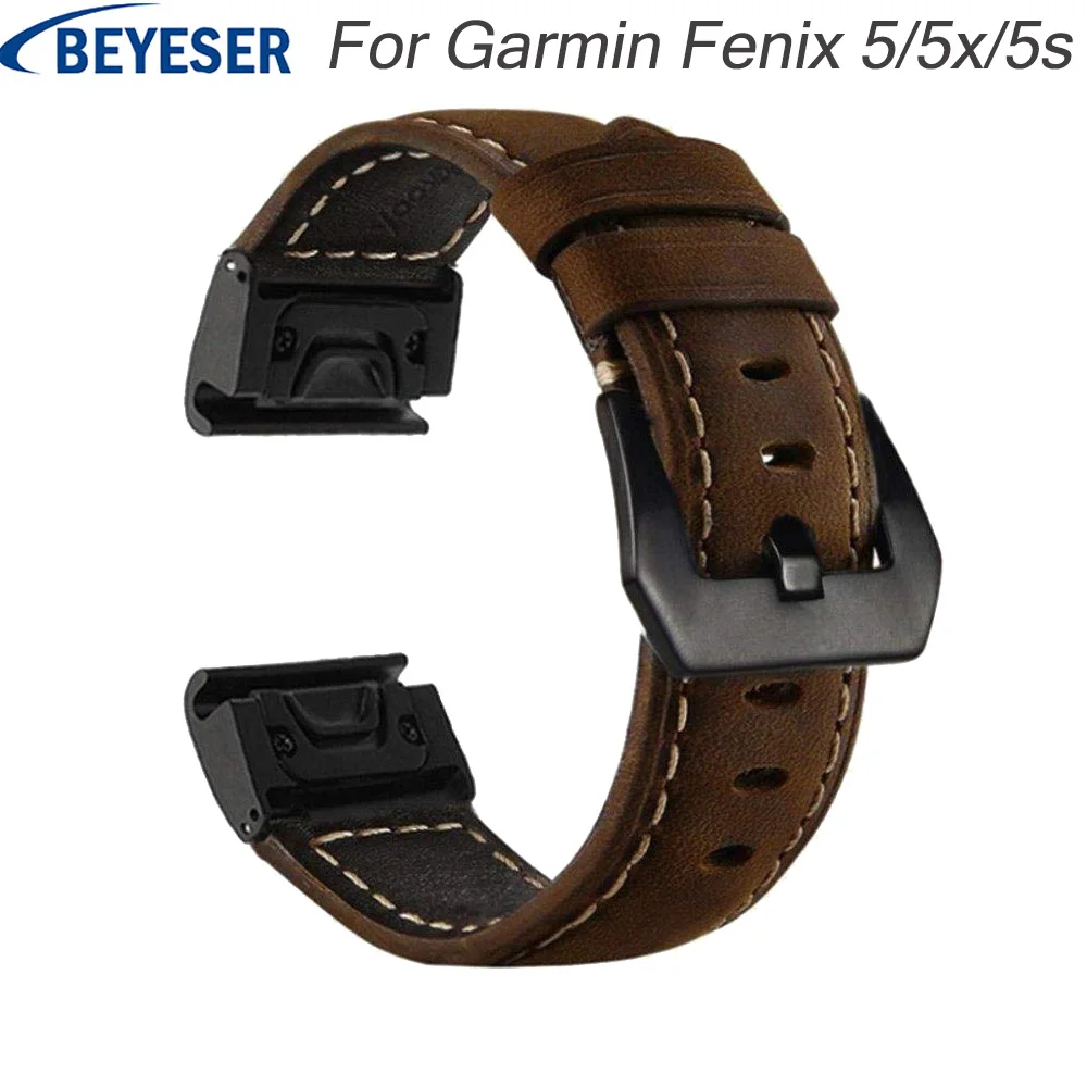 

20 22 26 mm Leather watchband wrist strap for Garmin Fenix5 5 plus 5X/5S Watch Quick Release easy fit wriststrap for Garmin 935