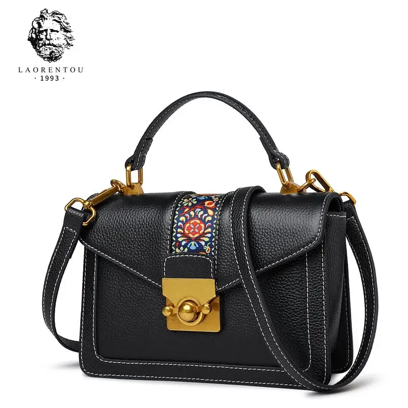 

LAORENTOU leather portable small bag female 2018 new fashion temperament simple casual shoulder Messenger bag handbag