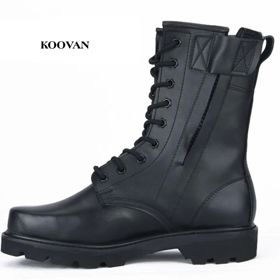 

Koovan Men Shoes New 2017 Cool High Real Leather Cashmere Men Martin Boots Military Warm Winter Shoes For Man