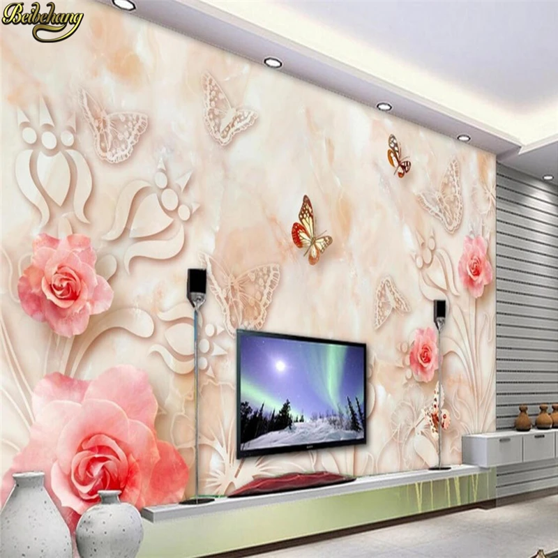 beibehang Custom photo wallpaper mural European marble relief rose 3D stereoscopic TV background wall papel de parede wall paper