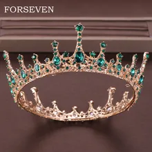 Зеленый кристалл тиара Корона для невесты головной убор аксессуары для волос Круглый королева диадема свадебный венец со стразами невесты диадемы