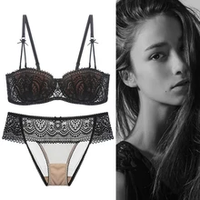Новые женские Secret Для женщин бюстгальтер ультра тонкий Мягкий Push Up Lace Bralette вышивка бюстгальтеры сексуальные трусики 1/2 Cup Plunge abcd70758085