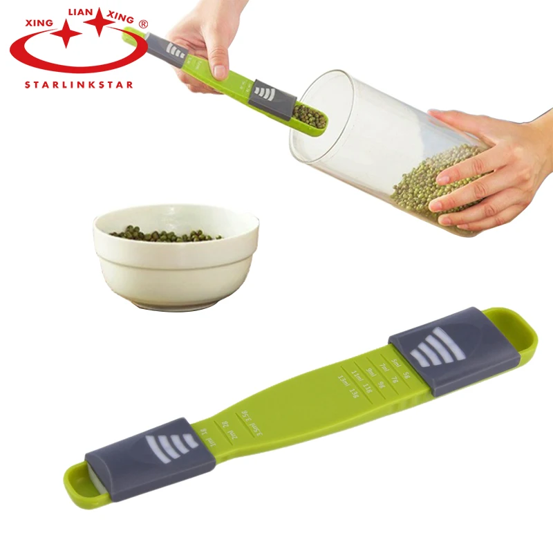 

Double End Eight Stalls Adjustable Scale Measuring Spoons Metering cup for salt soup coffee tea baking tool Kitchen accessories