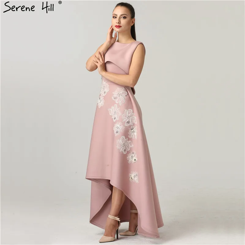 Простые розовые вечерние платья, новая коллекция, с аппликацией, с оборками, вечерние платья, Дубай, Robe De Soiree BQA8013