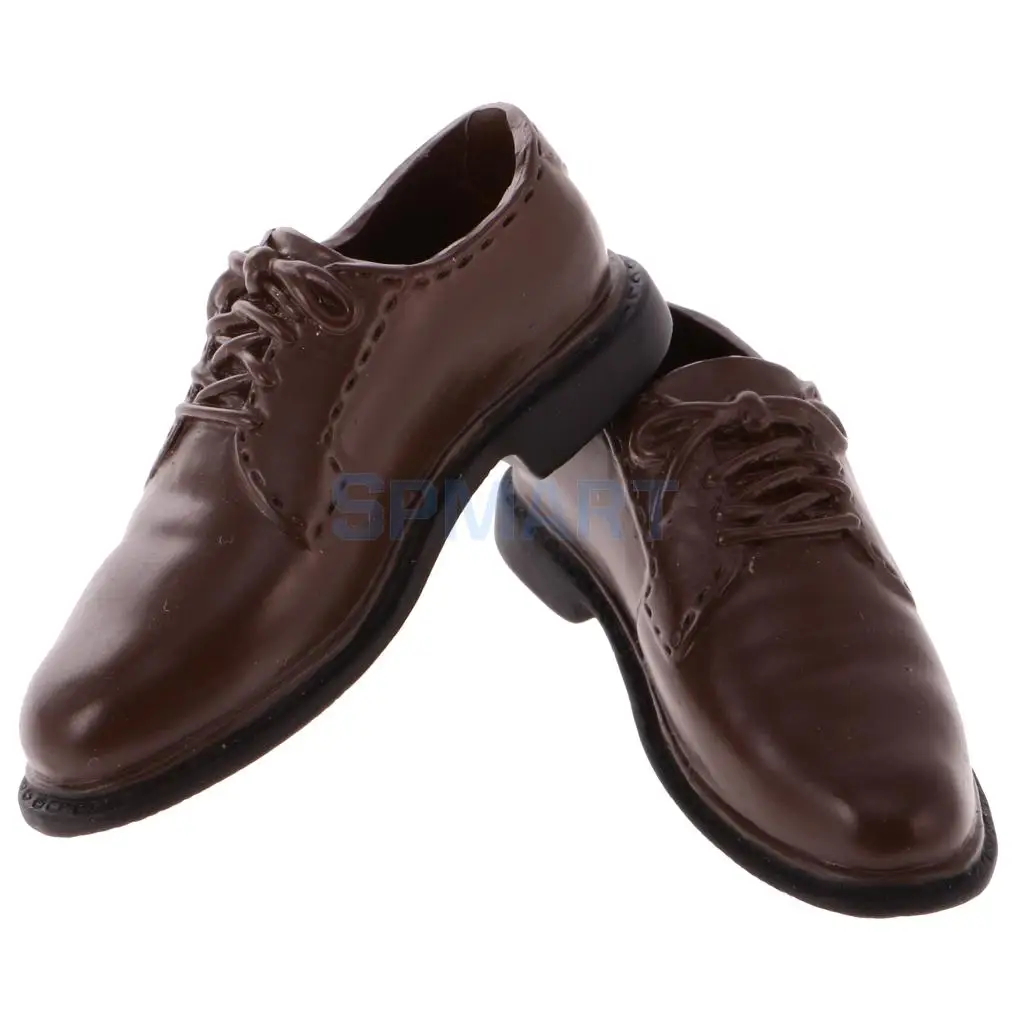 

1/6 Scale Rubber Made Men's Leather Shoes for 12'' dolls Hot Toys Sideshow DID BBI Male Military Figure