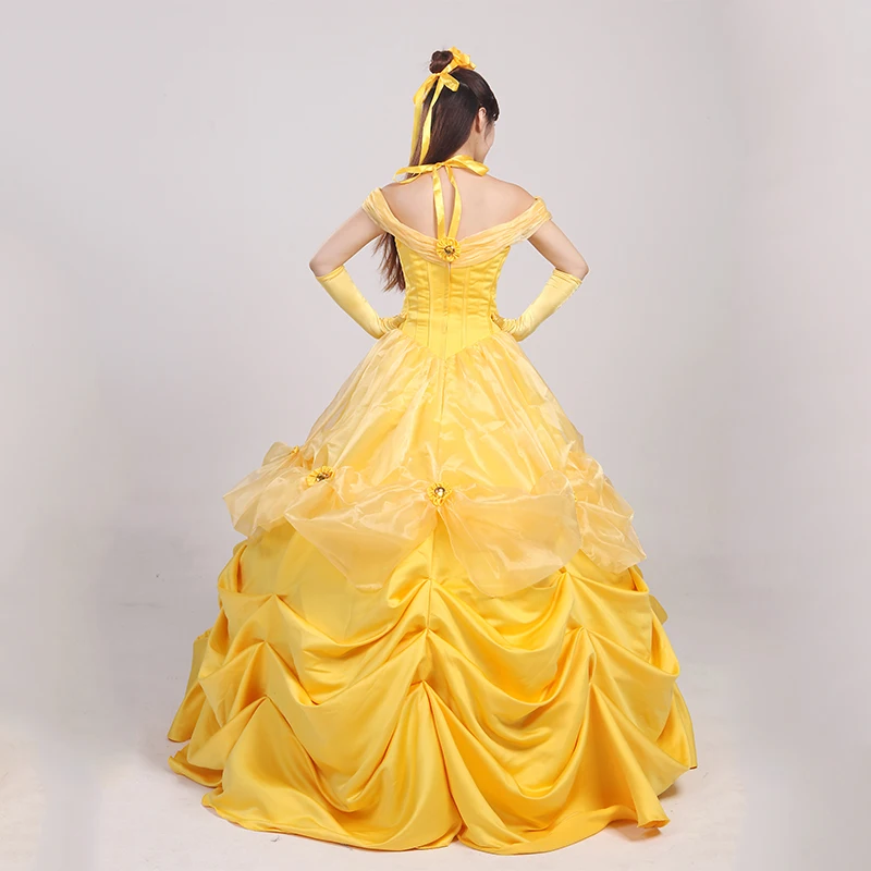 Belle Golden Fashion Costume Dress For Women Girl Party Cosplay Dress Costom Made