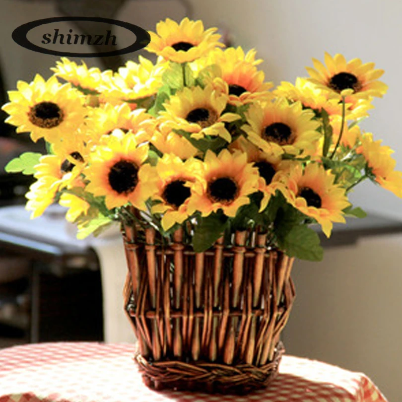 SHIMZH New Artificial Fake Sun Flower One Piece Yellow Color Silk Flowers For Home Garden Balcony Windowsill Decoration Bouquet SHIMZH New Artificial Fake Sun Flower One Piece Yellow Color Silk Flowers For Home Garden Balcony Windowsill Decoration Bouquet