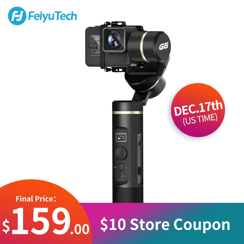Goedkoop FeiyuTech G6 Splashproof Handheld Gimbal Feiyu Actie Camera Wifi + Bluetooth Oled scherm Elevatie Hoek voor Gopro Hero 6 5 RX0