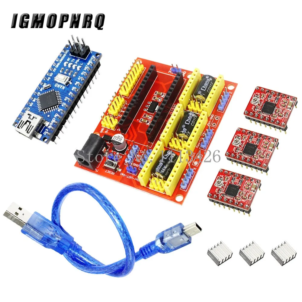 

3D V4 CNC Shield V4 Engraving Machine + Nano 3.0 with USB+ A4988 Reprap Stepper Drivers