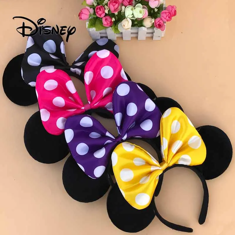

2018 Disney Pretend Play Fashion Beauty Toy Headband Bow Mickey Minnie Children Sequins Ear Decoration Hair Accessories