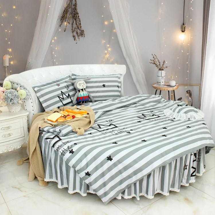 Flash Deal LACE ROUND Corner Bed Europe Orange color Flower Bedding sets Cotton Round Double Bed sheet Duvet cover Pillow case Bedskirt 8
