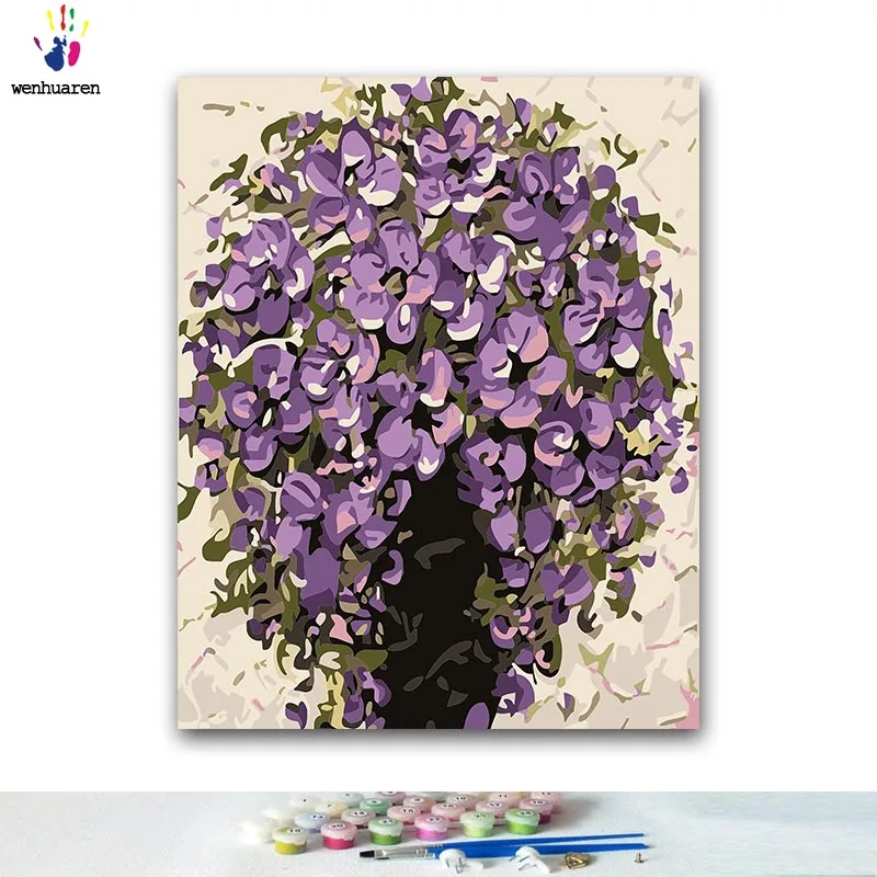 

DIY Coloring paint by numbers Purple flower paintings by numbers with kits 40x50 framed
