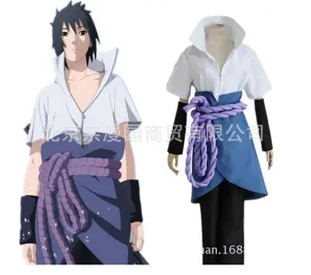 

Uchiha Sasuke cosplay costumes anime Naruto Shippuden clothing third Generation Clothes (Blazer+pants+Waist rope+handguard)