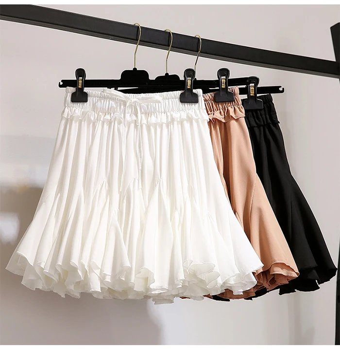 TIGENA плиссированные юбки-пачки с высокой талией, Женская мода, летняя Корейская мини короткая шифоновая юбка, Женская Белая школьная юбка от солнца