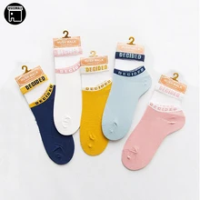 

USEEMALL 1 Pair Women Letters Socks Cotton Solid Sweet Color Soft Transparent Ankle Female Socks 2018 Spring Summer New Fashion