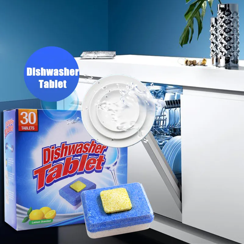 30Pcs/Box Eco friendly Type Dishwasher Tablets Washing Machine Cleaner