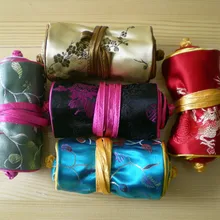 Тонкий маленький ювелирный валик для путешествий 3 молнии карман для хранения шелк класса "люкс" парча кольцо брелок упаковка мешок настроить 20 шт/ло