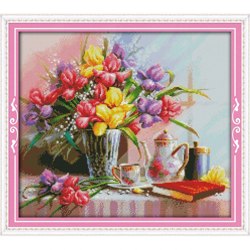 Joy Sunday красивые цветы китайские наборы крестиков экологический хлопок Печатный 14