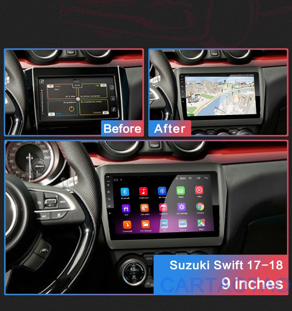 2G+ 32G " 2din Android 8,1 GO автомобильный dvd-плеер для Suzuki Swift автомобильный Радио gps навигация wifi BT плеер