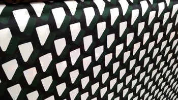 

High quality Crepe silk satin fabric diy patchwork green white geometry block print handmade silk material tissu tissu telas