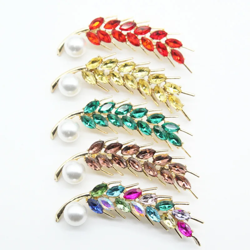 

High Quality Brooches for Women And Men Fashion Silver Color Wheat Ear Pearl Zircon Inlay Brooch Pin Clothes Accessories Gifts