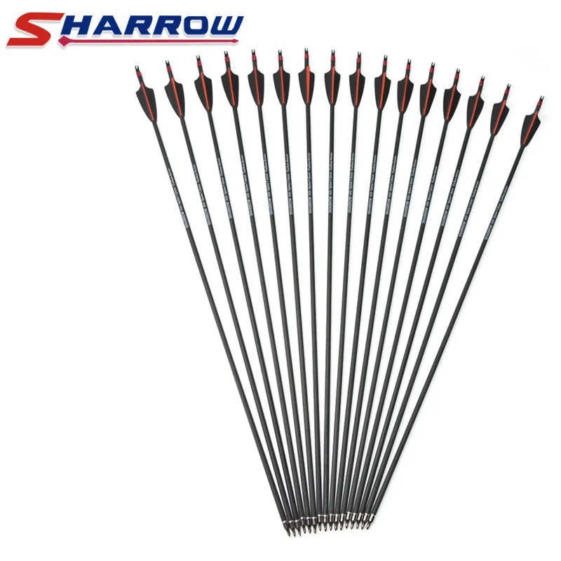

Sharrow Carbon Bow 3 inch Rubber Feather Carbon Arrow 400 Spine for Compound Bow and Recurve Bow Hunting