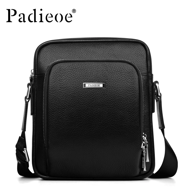

Padieoe Fashion men' Shoulder bag Genuine Leather Messenger bag Luxury Business men Handbag High Quality Durable Crossbody bag