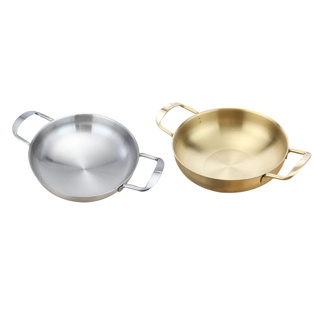 Stainless Steel Paella Pan Gratin Pan Soup Stock Pot Cookware 18cm 20cm 22cm