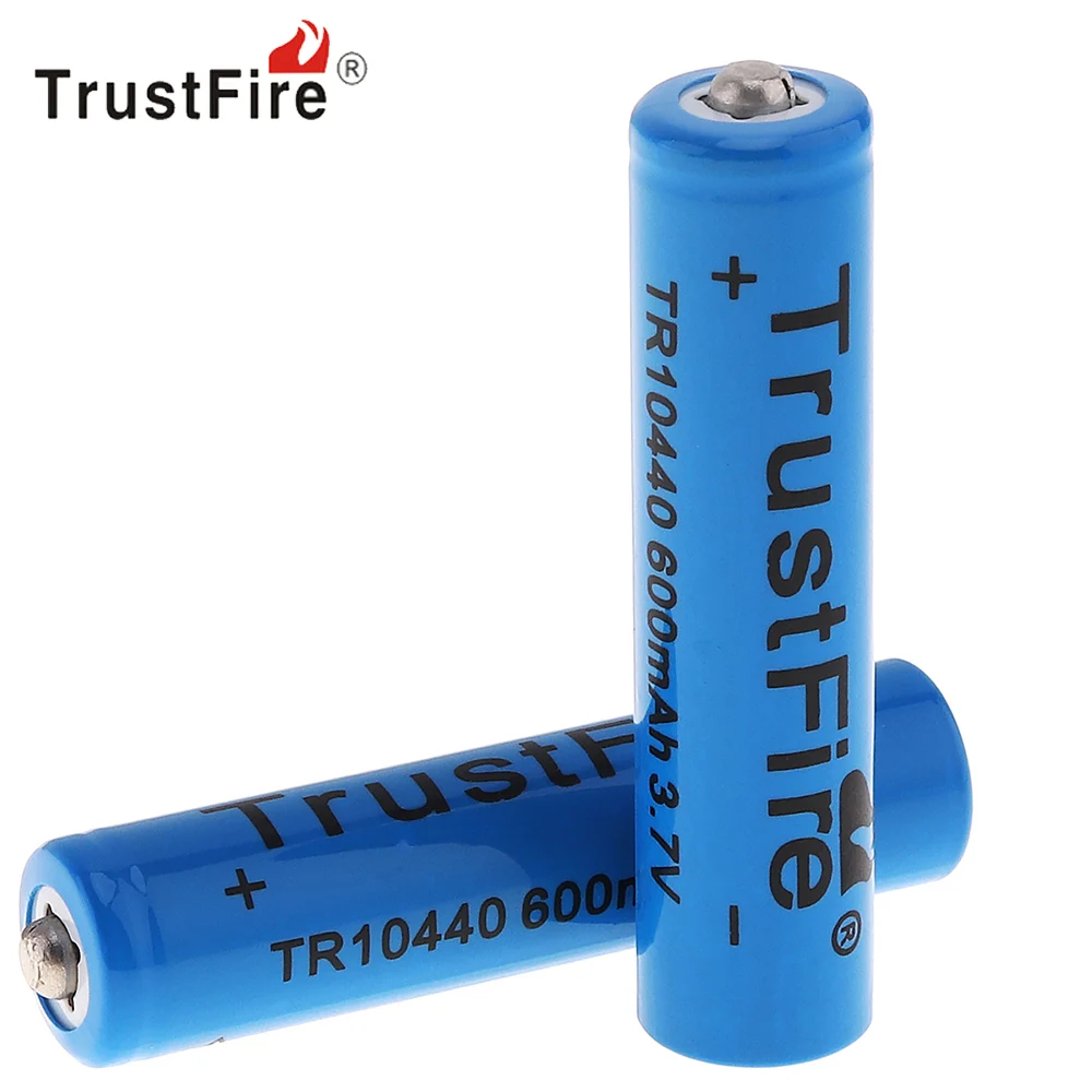 

2pcs TrustFire 3.7V 10440 Li-ion Battery 600mAh Rechargeable Lithium Battery with 1000 Cycle for LED Flashlight Headlamp