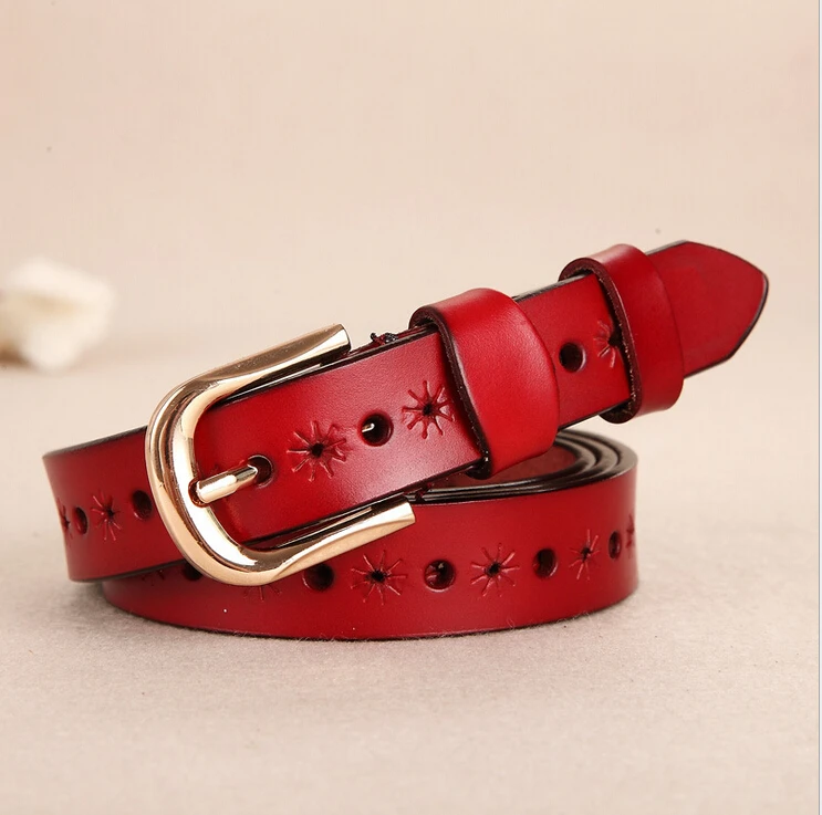 Red belts for women 100 Genuine Cowhide Leather split leather female