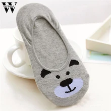 Летние женские невидимые хлопковые носки нескользящие с низким вырезом мультфильм носки с животными тапочки удивительные Jul 12