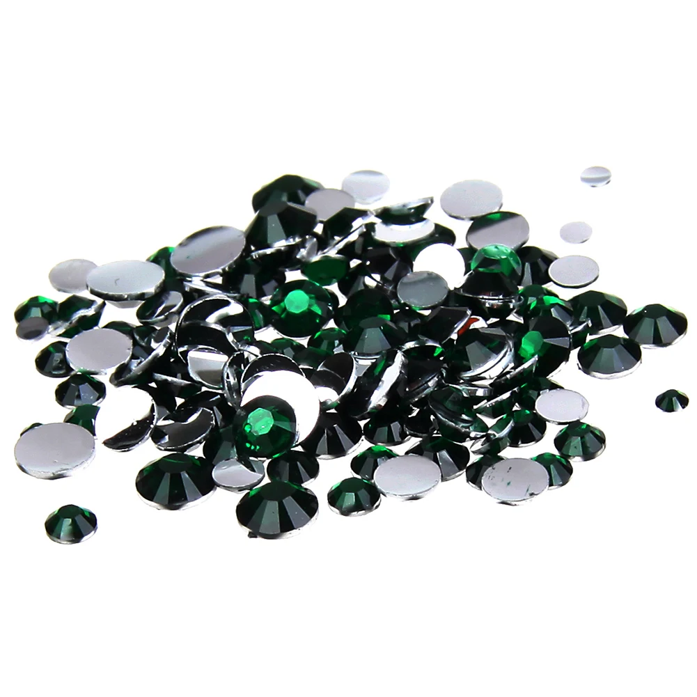 2 6mm Emerald Resin Rhinestones Non Hotfix Glitter Nail Design Beads