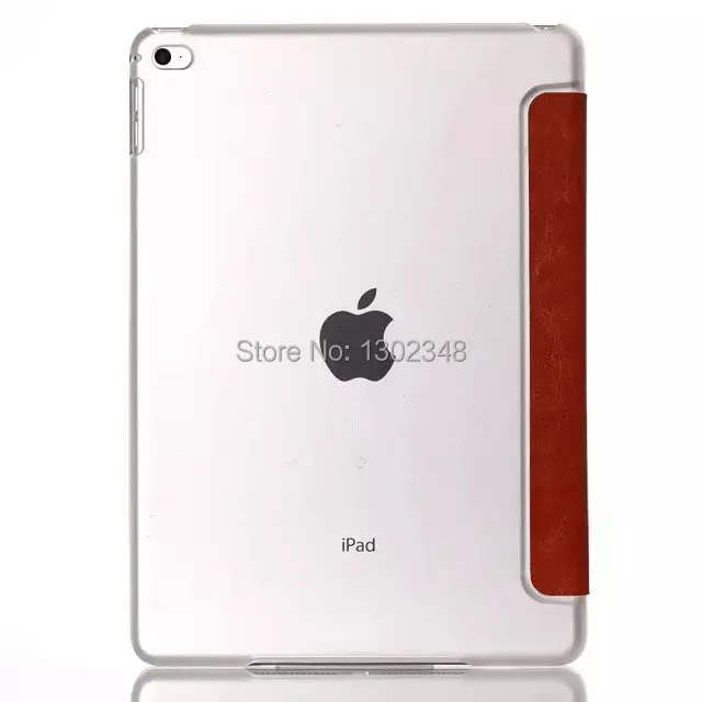 

Luxury Crazy Horse Back Transparent Cover Stand PU Leather Skin Protector Funda Case For Apple ipad Air2 iPad 6 9.7 inch Tablet