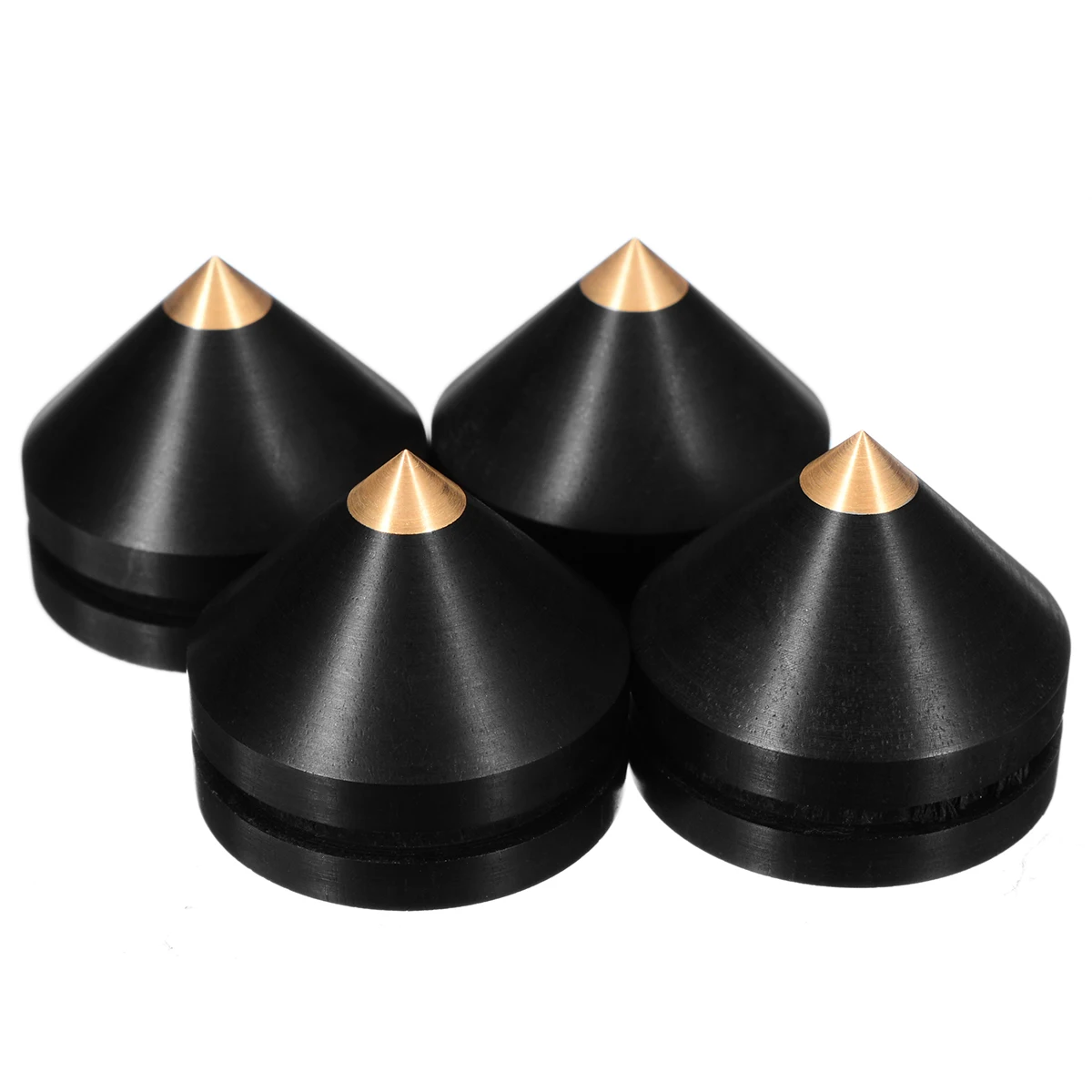 4Pcs Mini Ebony Audio Speaker Spikes Speakers Repair Parts DIY Speaker Isolation Spike Wooden Copper Stand Feet +Base Pad