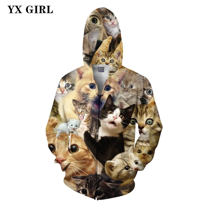 

2018 New 3d Cat Printed Pullover Men/Women Hoodies Zipper Sweatshirt Hip Hop Jacket Funny Hoodie Autumn Casual Tops Hoody