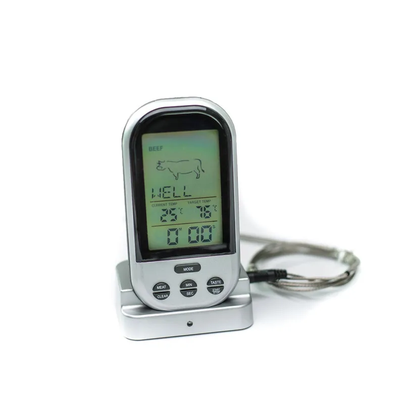 Цифровой беспроводной дистанционный термометр для кухонной печи/барбекю гриль курильщик термометр для мяса с датчиком зонда, датчик температуры и оповещения