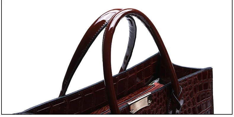 2019 crocodilo mulheres tote real patente bolsa