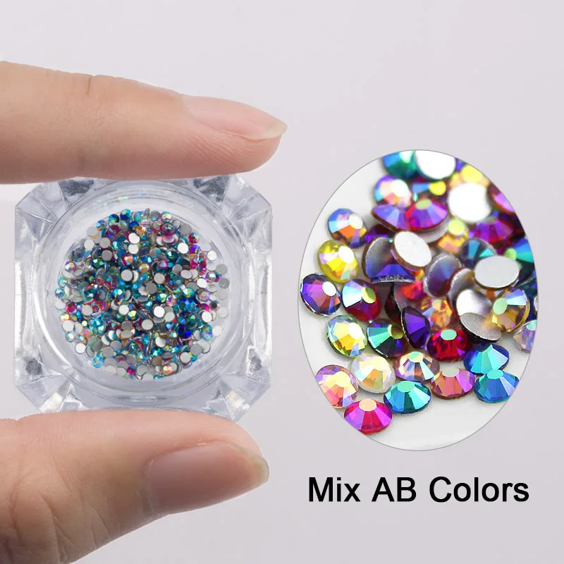 Цвета 450 шт./кор. Шарм SS3 маленький Размеры с украшением в виде кристаллов Стекло ногтей Стразы для дизайна ногтей, 3D украшения камнями - Цвет: Mix AB colors