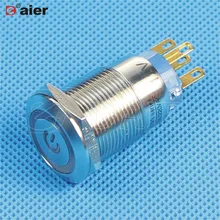 40 шт. LAS1-19F-11EPL 19 мм символ мощности защелкивающий металлический переключатель