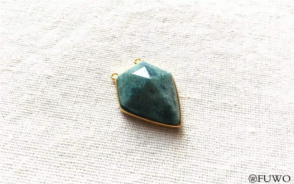 Natural Stone Shield Double Hook Pendant 12