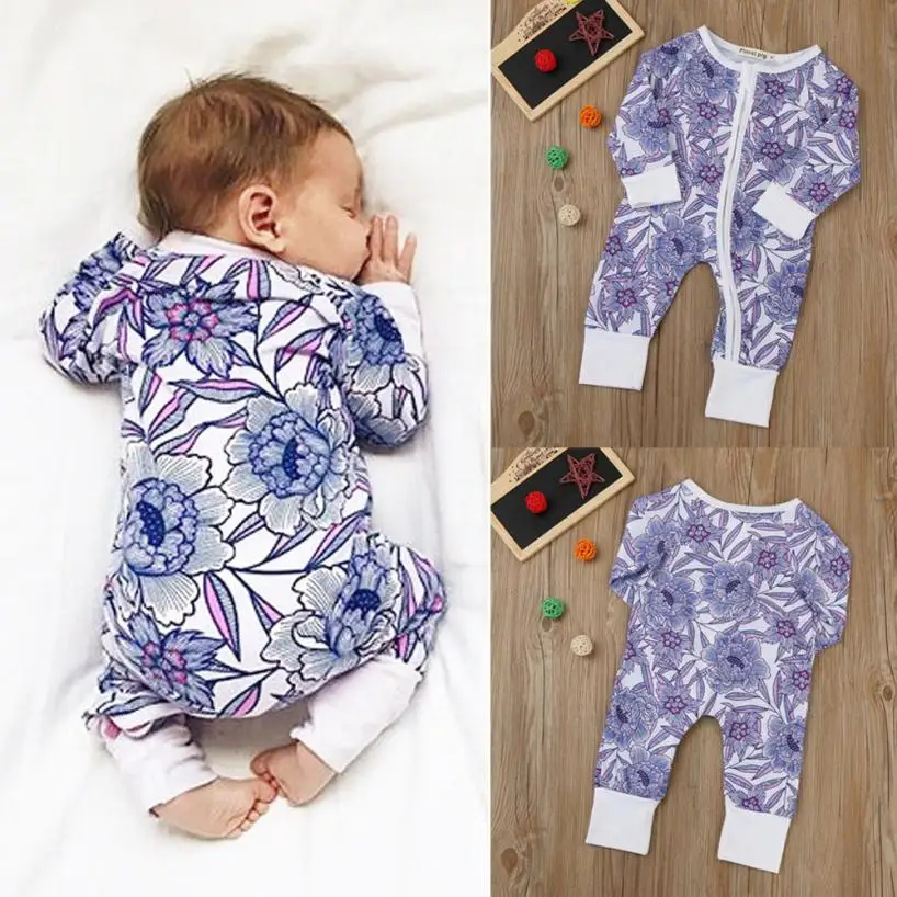 

2018 Newborn Toddler Baby Boys Girls Flower Print Romper Jumpsuit Outfits Clothes Lovely Breathable nice August 14