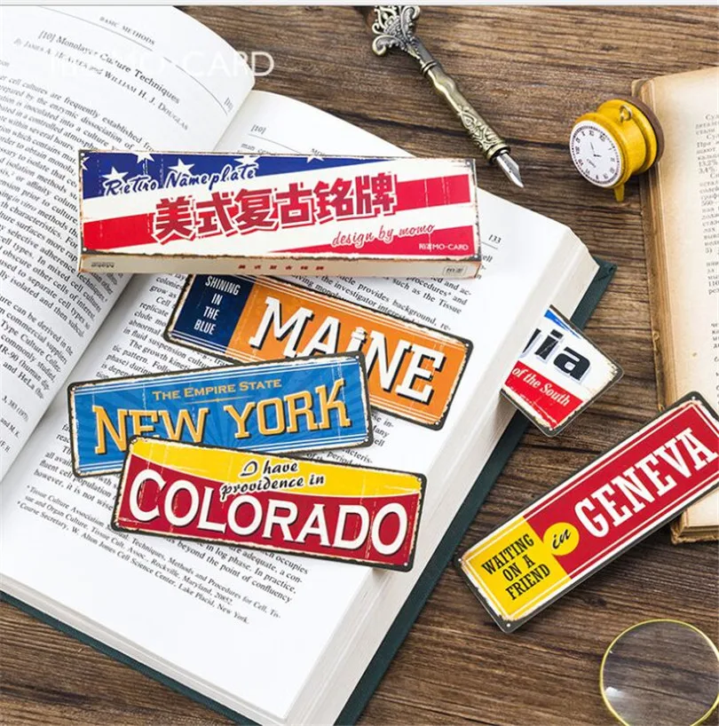 30Pcs/pack American Retro nameplat Memo Pad Gift bookmark message card