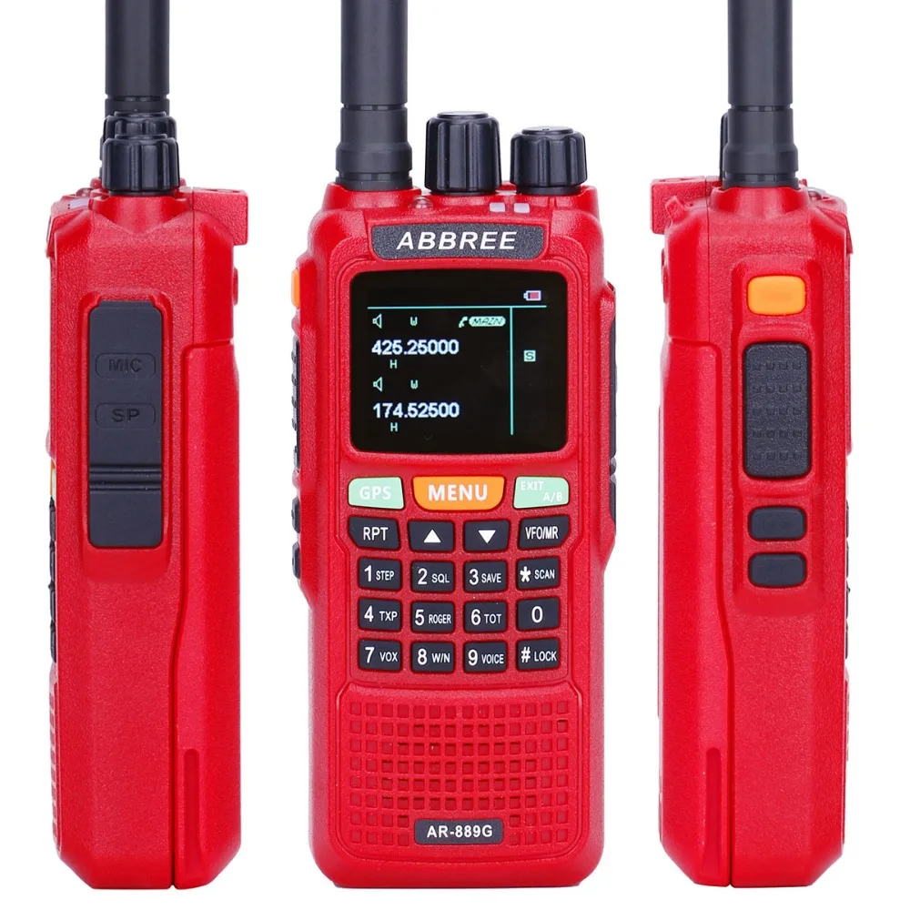 2 шт. Abbree AR-889G Walkie Talkie 10 W GPS SOS ночь Подсветка дуплекс поперечная полоса Ретранслятор Dual Band двойное получение радио + кабель USB