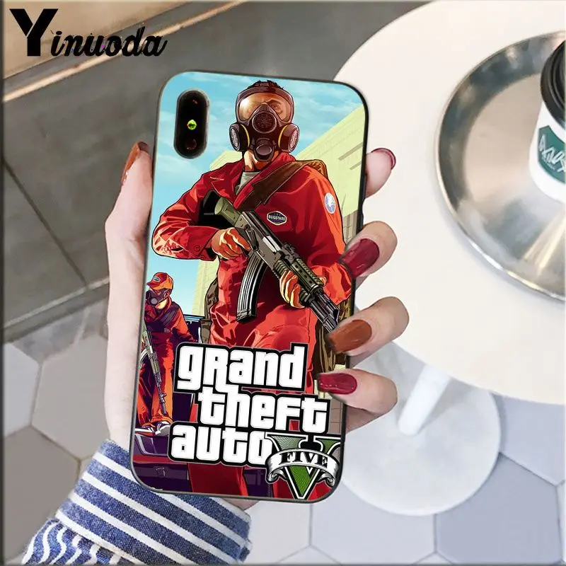 Yinuoda rockstar gta 5 Grand Theft Мягкий силиконовый чехол для телефона из ТПУ для iPhone 8 7 6 6S Plus 5 5S SE XR X XS MAX Coque Shell