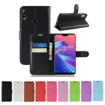 

10pcs/lot Litchi Pattern Flip Magnetic PU Leather Flip Wallet Phone Case For ASUS Max Pro (M2) ZB631KL Lychee Grain Cover